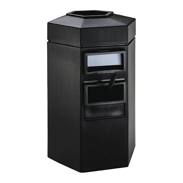 Commercial Zone Products 45 gal Hexagon Trash Can, Black, 25 in Dia, Plastic - 755301