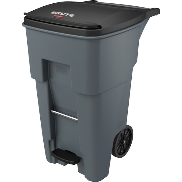 Rubbermaid Commercial 65 gal Rectangular Trash Can, Gray, 25 1/4 in Dia, Step-On, HDPE/MDPE - 1971968