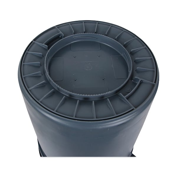 Boardwalk 32 gal Round Cylinder Trash Can, Gray, Open Top, Linear-Low-Density Polyethylene - 3485198