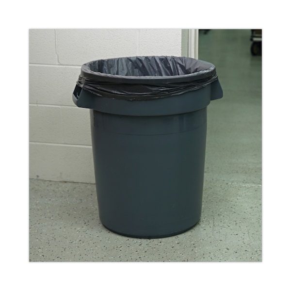 Boardwalk 32 gal Round Cylinder Trash Can, Gray, Open Top, Linear-Low-Density Polyethylene - 3485198