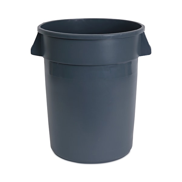 Boardwalk 32 gal Round Cylinder Trash Can, Gray, Open Top, Linear-Low-Density Polyethylene - 3485198