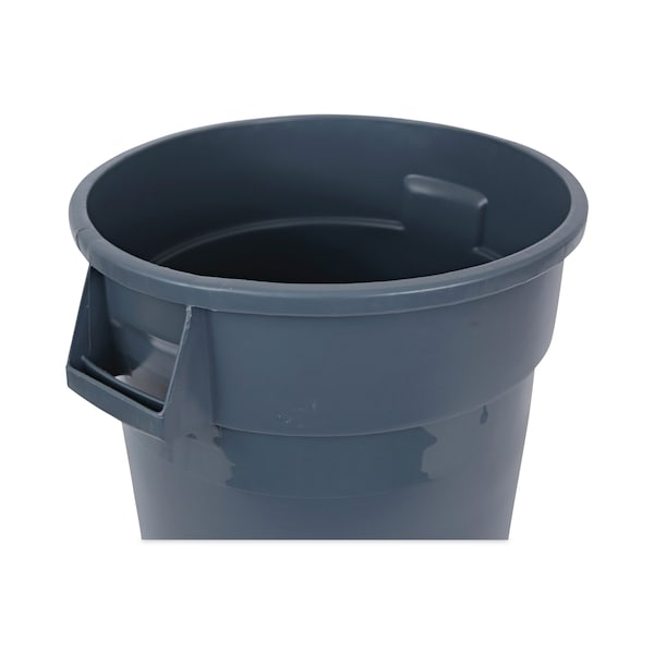 Boardwalk 32 gal Round Cylinder Trash Can, Gray, Open Top, Linear-Low-Density Polyethylene - 3485198