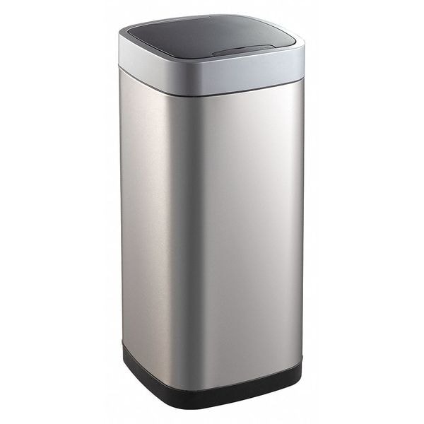 Zoro Select 21 gal Square Trash Can, Square, 13 3/4 in Dia, Stainless Steel, ABS - 54TT81