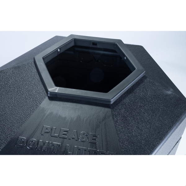 Commercial Zone Products 30 gal Hexagon Trash Can, Black, Open Top, Polyethylene - 737101