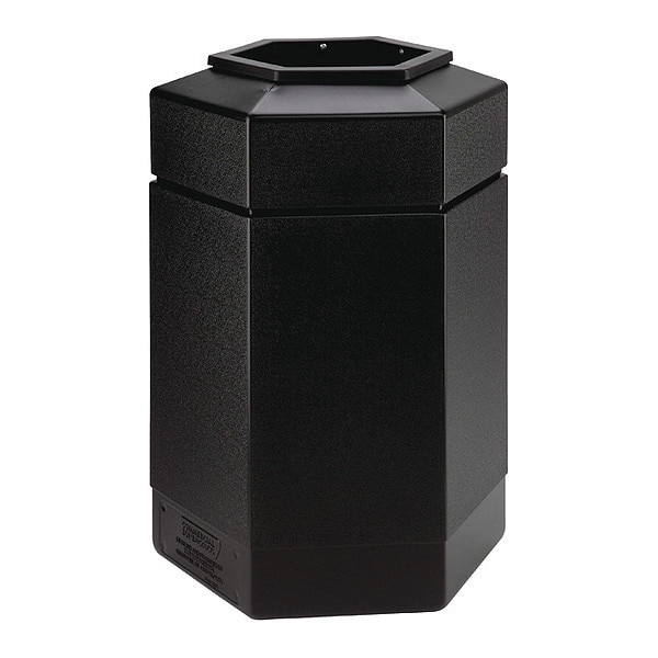 Commercial Zone Products 30 gal Hexagon Trash Can, Black, Open Top, Polyethylene - 737101