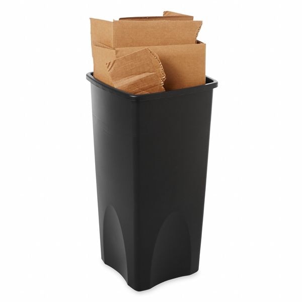 Rubbermaid Commercial 23 gal Square Trash Can, Black, 15 1/2 in Dia, Open Top, Polyethylene - FG356988BLA