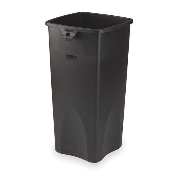 Rubbermaid Commercial 23 gal Square Trash Can, Black, 15 1/2 in Dia, Open Top, Polyethylene - FG356988BLA