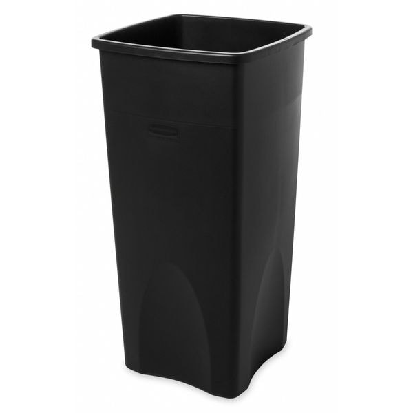Rubbermaid Commercial 23 gal Square Trash Can, Black, 15 1/2 in Dia, Open Top, Polyethylene - FG356988BLA