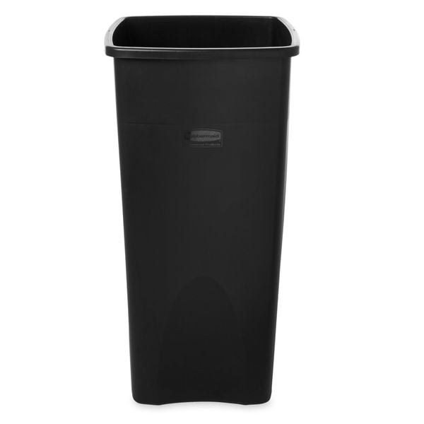 Rubbermaid Commercial 23 gal Square Trash Can, Black, 15 1/2 in Dia, Open Top, Polyethylene - FG356988BLA