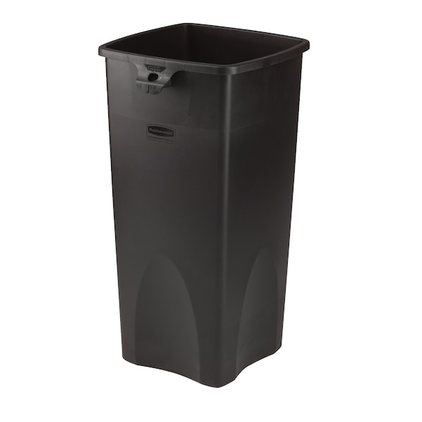Rubbermaid Commercial 23 gal Square Trash Can, Black, 15 1/2 in Dia, Open Top, Polyethylene - FG356988BLA