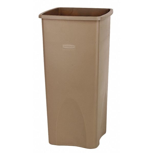 Rubbermaid Commercial 23 gal Square Trash Can, Black, 15 1/2 in Dia, Open Top, Polyethylene - FG356988BLA