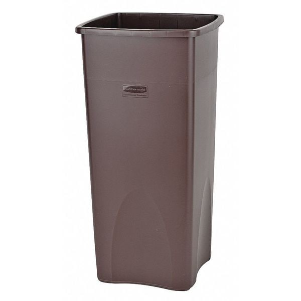 Rubbermaid Commercial 23 gal Square Trash Can, Black, 15 1/2 in Dia, Open Top, Polyethylene - FG356988BLA