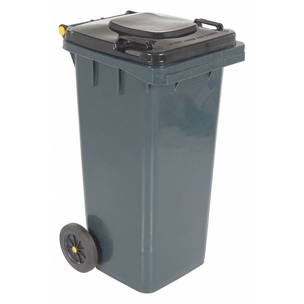 Vestil 32 gal Square Trash Can, Gray, Lift Up, HDPE - TH-32-GY