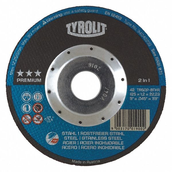 Rueda de corte para abrasivos Radiac, T27, 6" x 7/8", 60 Granos, Paquete de 25 unidades - 34332930