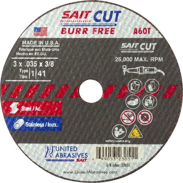 Rueda de corte United Abrasives/Sait T125x116x38A60TPK50 - 23021