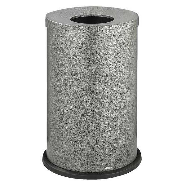 Safco 35 gal Round Trash Can, Black, 19-3/4" Dia, Open Top, Puncture-Resistant Steel - 9677NC