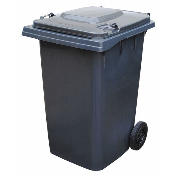 Vestil 95 gal Square Trash Can, Gray, Lift Up, HDPE - TH-95-GY