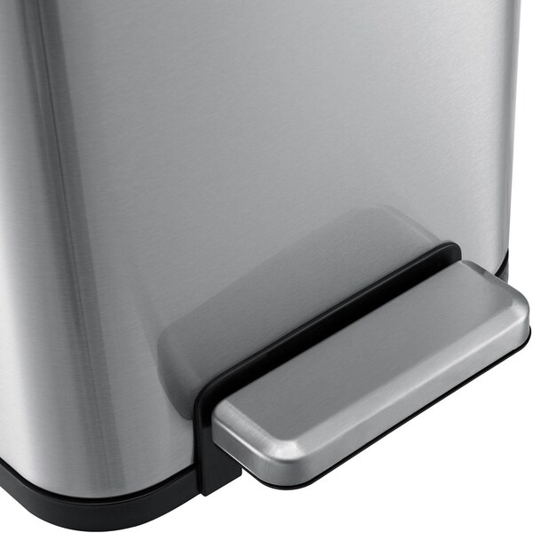 Global Industrial Rectangle Hands Free Trash Can, Silver, Stainless Steel - 641445SS