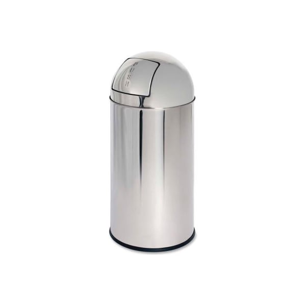 Sp Richards Genuine Joe Classic Stainless Steel Round Trash Can W/Push Door Dome Top, 12 Gallon - GJO58885