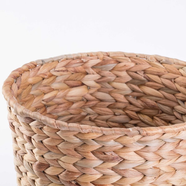 Vintiquewise Round Wastebasket, Brown, Wicker - QI003226.S