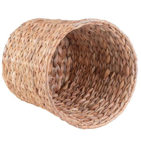 Vintiquewise Round Wastebasket, Brown, Wicker - QI003226.S