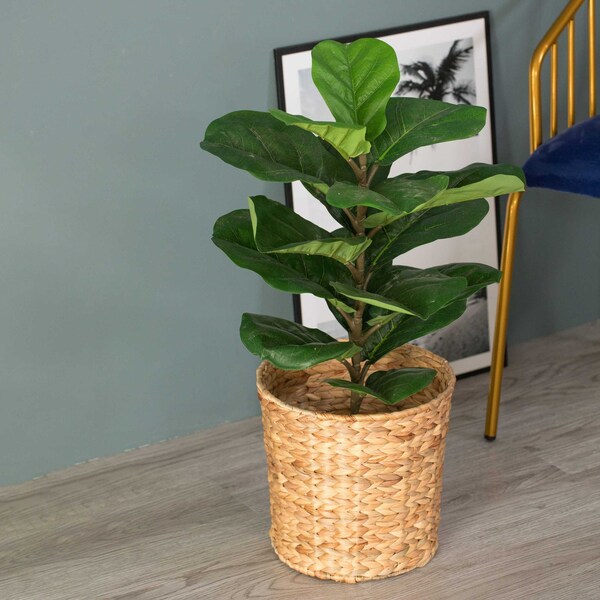 Vintiquewise Round Wastebasket, Brown, Wicker - QI003226.S