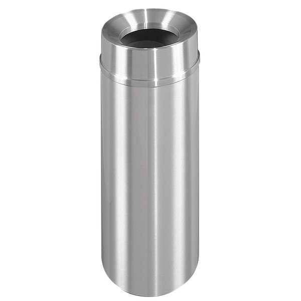 Glaro 12 gal Round Trash Can, Satin Aluminum, 12" Dia, Open Top, Aluminum - F1232-SA-SA