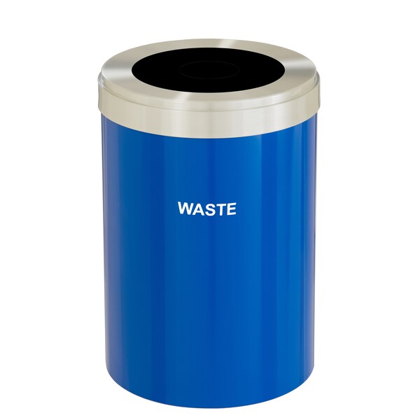 Glaro 41 gal Trash Can, Blue/Satin Aluminum - W-2042BL-SA-W4
