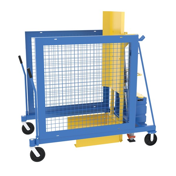 Vestil Trash Can, Blue/Yellow, Steel - TCD-M-60-DC