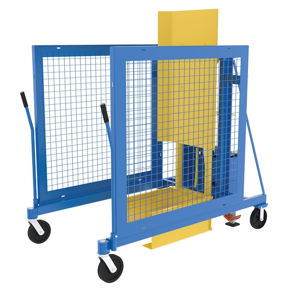 Vestil Trash Can, Blue/Yellow, Steel - TCD-M-60-DC