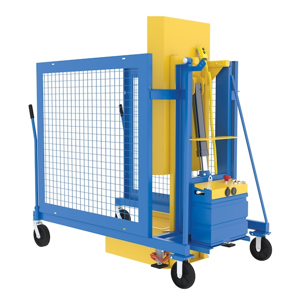 Vestil Trash Can, Blue/Yellow, Steel - TCD-M-60-DC