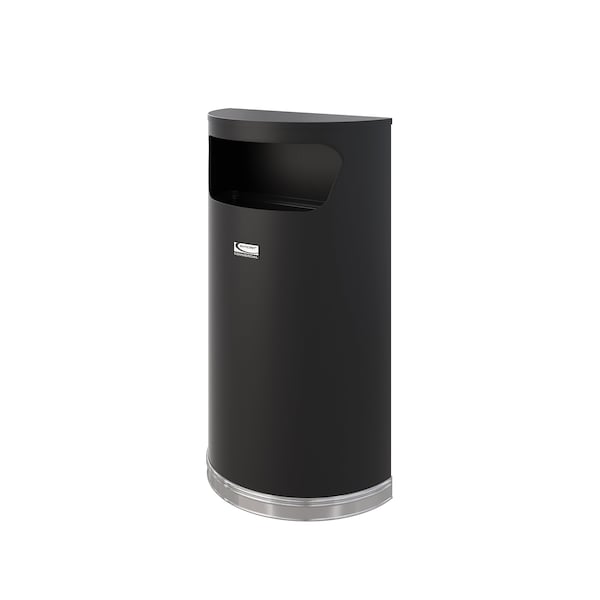 Suncast Commercial METAL HALF ROUND 9 GALLON TRASH CAN - MTCRES901BK