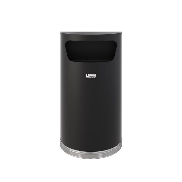 Suncast Commercial METAL HALF ROUND 9 GALLON TRASH CAN - MTCRES901BK