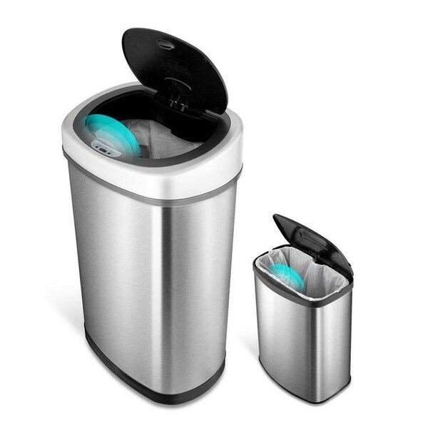 Gizmo Ninestars CB-DZT-50-9-8-1 13.2 gal & 2.1 gal Touch-Free Motion Sensor Trash Can - GI3093302