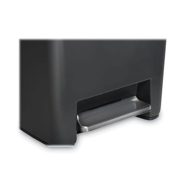 Rubbermaid Commercial Premier Series III Step-On Waste Container, 12.4 gal, Plastic, Black/Stainless Steel - 2120983