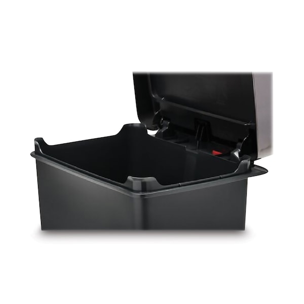 Rubbermaid Commercial Premier Series III Step-On Waste Container, 12.4 gal, Plastic, Black/Stainless Steel - 2120983
