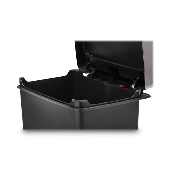 Rubbermaid Commercial Premier Series III Step-On Waste Container, 12.4 gal, Plastic, Black/Stainless Steel - 2120983