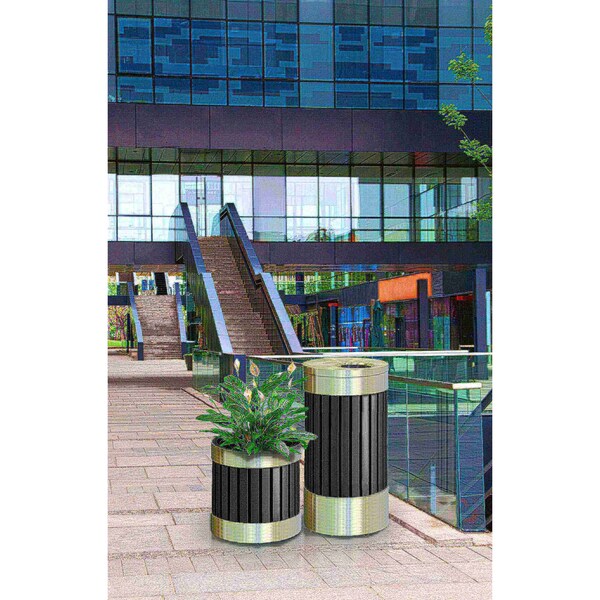 Commercial Zone Products Riverview 1 Trash Bin, Blk, SS, 25 gal. - 727543