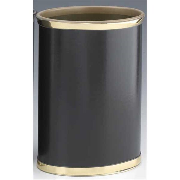 Tool Sophisticates Black with Polished  Brass Waste Basket with 0.75 Inch Bands and Brass Bumper - TO88568