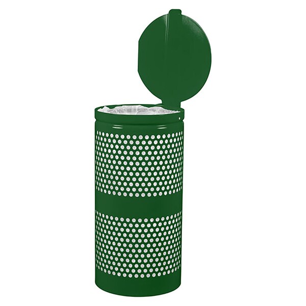 Ex-Cell Kaiser 10-Gal. Receptacle W/ Lid - Steel, Hunter Green Gloss - WR-10R- CVR HGR
