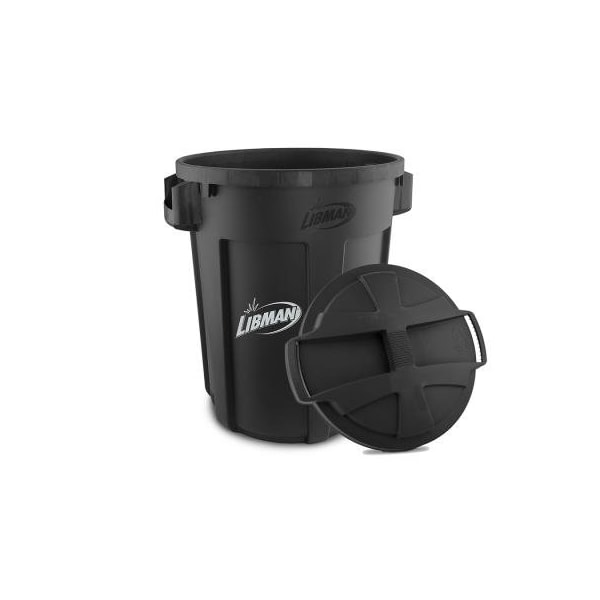 Libman Commercial 32 Gallon Trash Can with Lid Black, 6PK - 1385