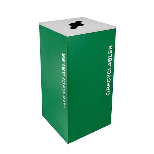 Ex-Cell Kaiser 36-Gal. Square Receptacle - Recyclables decal, Green - RC-KD36-R EGX