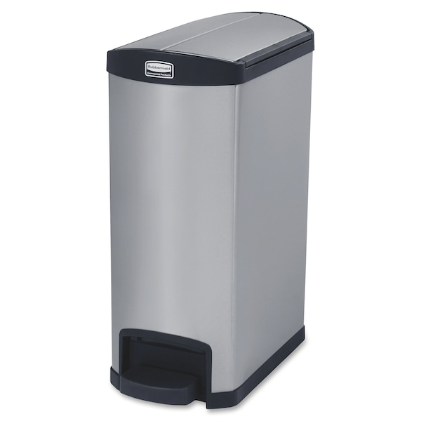 Rubbermaid Commercial 13 gal Rectangular Prism Trash Can, Black, Top Door, Stainless Steel - 1901993
