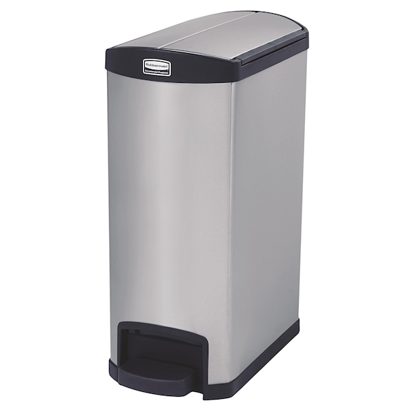 Rubbermaid Commercial 13 gal Rectangular Prism Trash Can, Black, Top Door, Stainless Steel - 1901993