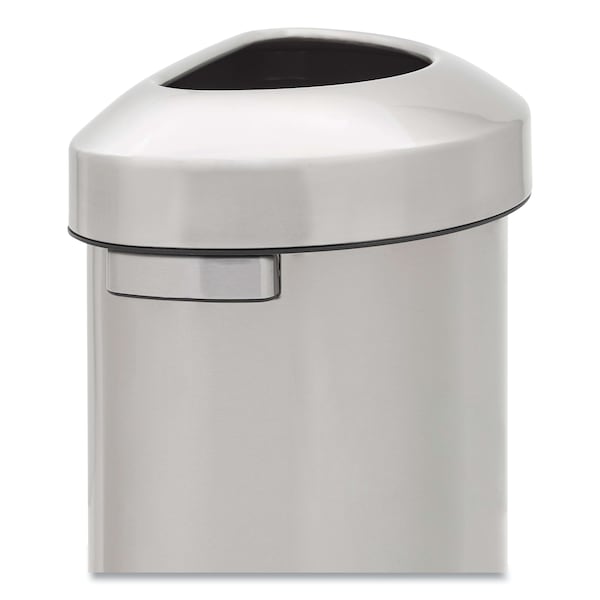 Rubbermaid Commercial 16 gal Half-Round Trash Can, Stainless Steel, Open Top, Stainless Steel; Rigid Plastic - 2147550