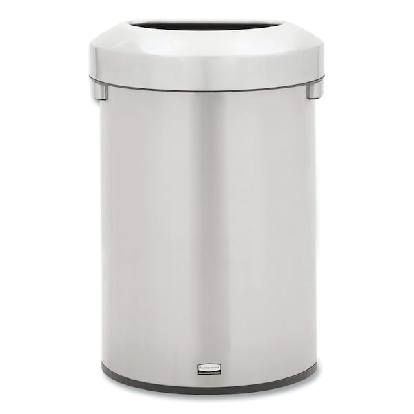 Rubbermaid Commercial 16 gal Half-Round Trash Can, Stainless Steel, Open Top, Stainless Steel; Rigid Plastic - 2147550