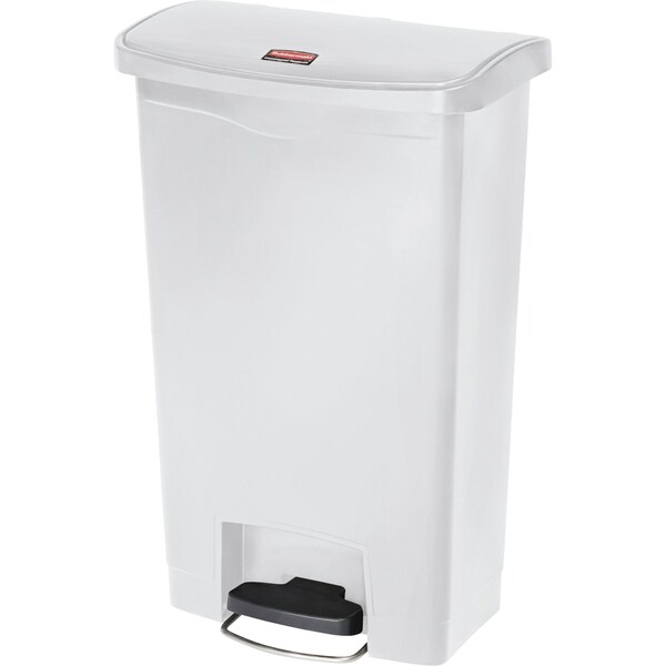 Rubbermaid Commercial 13 gal Rectangular Prism Trash Can, White, Top Door, Polyethylene - 1883557