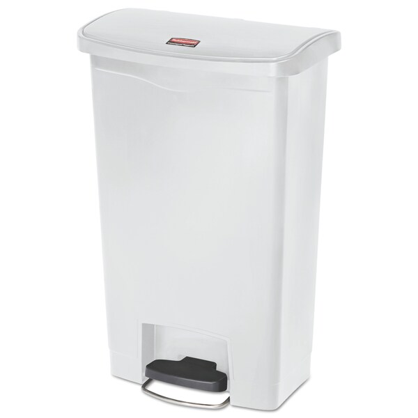 Rubbermaid Commercial 13 gal Rectangular Prism Trash Can, White, Top Door, Polyethylene - 1883557