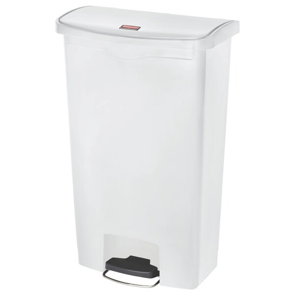 Rubbermaid Commercial 18 gal Rectangular Prism Waste Receptacles, White, Top Door, Polyethylene - 1883559