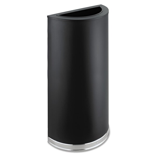 Safco 125 gal Half-Round Cylinder Trash Can, Black, Open Top, Steel - 9940BL